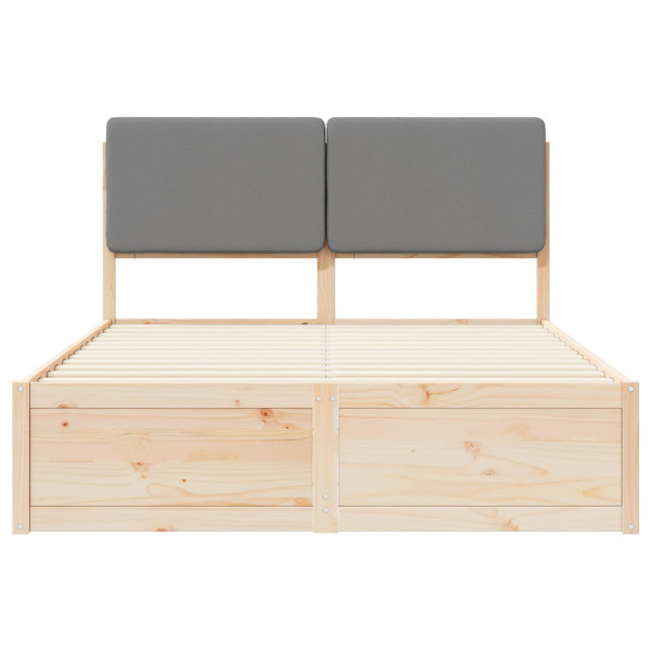 Estructura de Cama con Cabecera Tapizada Gris Claro M 5