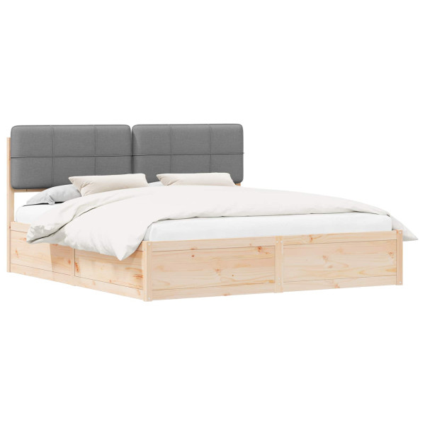 Estructura de Cama con Cabecera Tapizada Gris Claro M 2