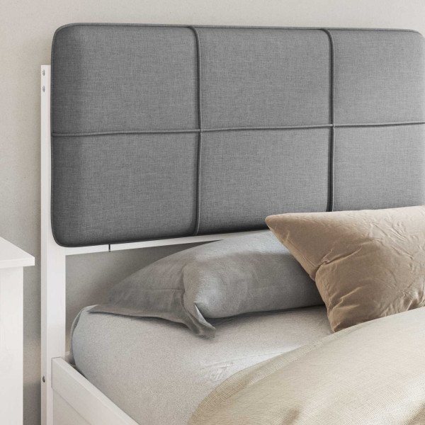 Estructura de Cama con Cabecera Tapizada Gris Claro M 3