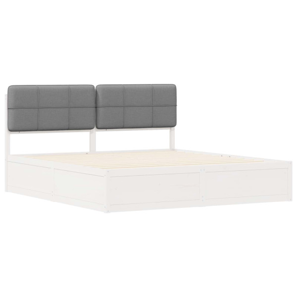 Estructura de Cama con Cabecera Tapizada Gris Claro M 4