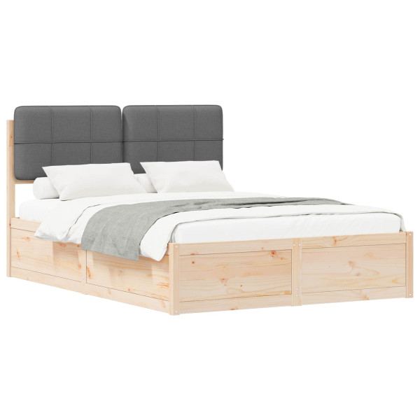 Estructura de Cama con Cabecera Tapizada Gris oscuro M 2