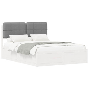 Estructura de Cama con Cabecera Tapizada Gris Claro H