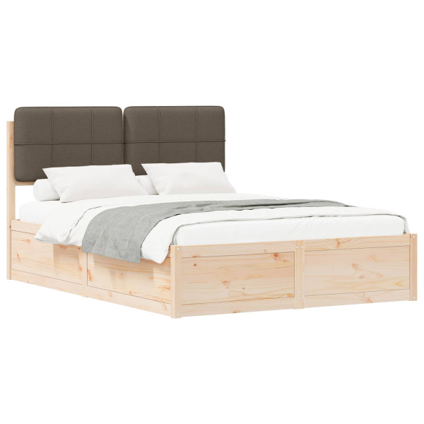 Estructura de Cama con Cabecera Tapizada Taupé 140 x 190 cm M 2