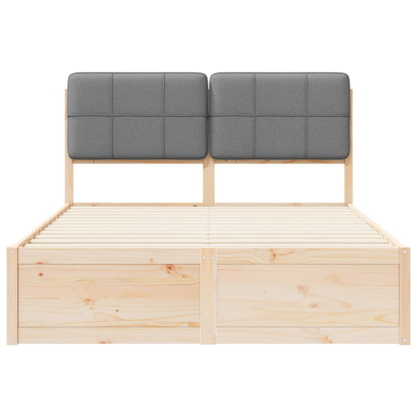 Estructura de Cama con Cabecera Tapizada Gris Claro M 5