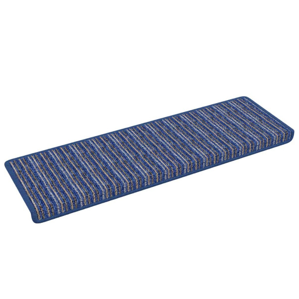 Alfombras autoadhesivas para escaleras Rayado 15 pcs Azul M 2