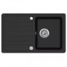 Pia de cozinha de granito com escorredor reversível preto 1