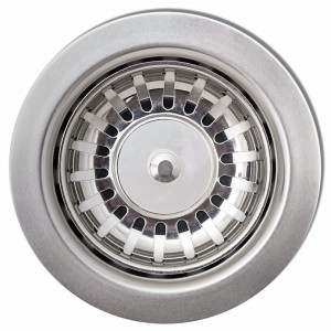 Fregadero de cocina de granito con un seno y escurridor negro H