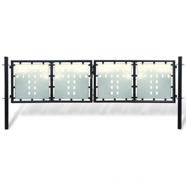 Puerta de valla de jardín negra 300x125 cm D