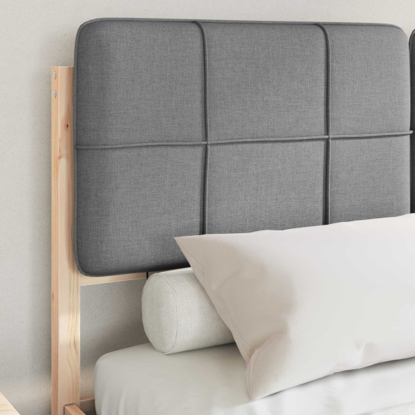 Estructura de Cama con Cabecera Tapizada Gris Claro M 3