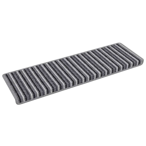 Alfombras autoadhesivas para escaleras Rayado 15 pcs Gris M 2