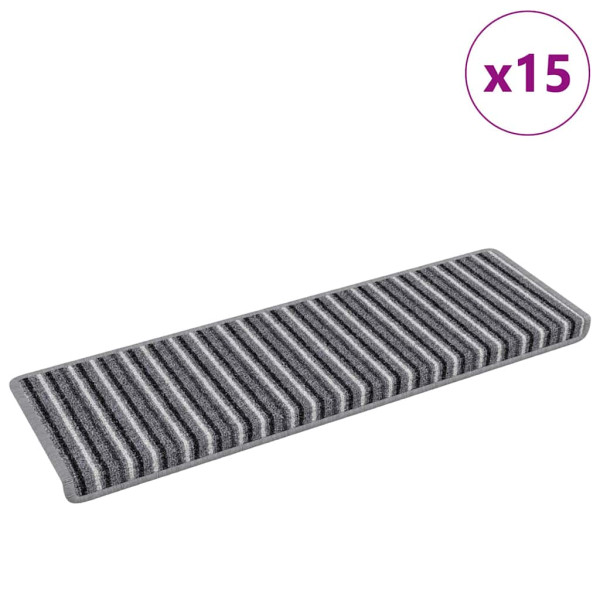 Alfombras autoadhesivas para escaleras Rayado 15 pcs Gris M 3