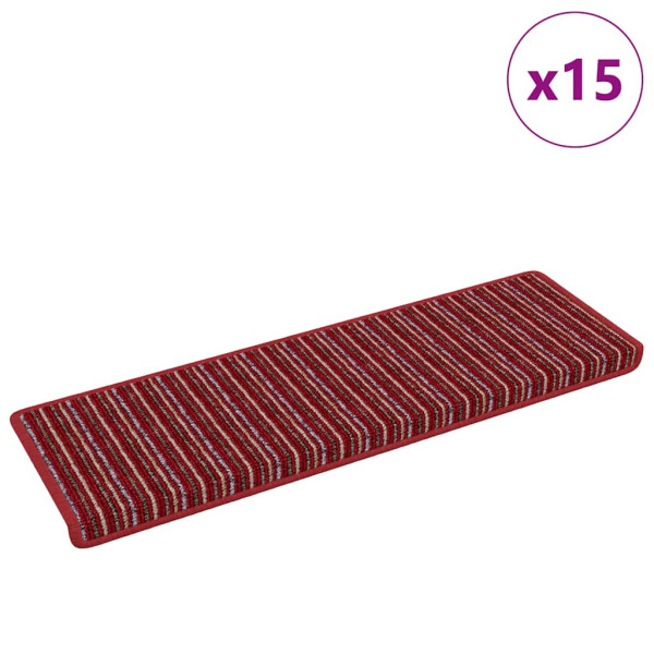 Alfombras autoadhesivas para escaleras Rayado 15 pcs Rojo M 3