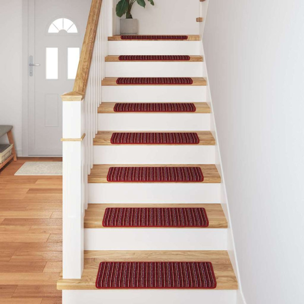 Alfombras autoadhesivas para escaleras Rayado 15 pcs Rojo M 4