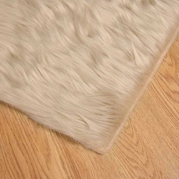 Alfombra de Piel de Oveja Falsa Beige 240 x 240 cm Poliéster M 5