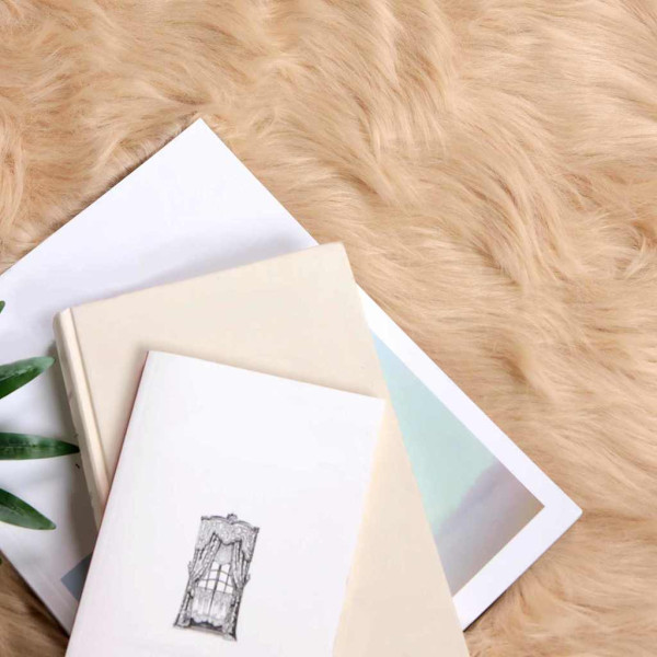 Alfombra de Piel de Oveja Falsa Beige 50 x 80 cm Poliéster M 2