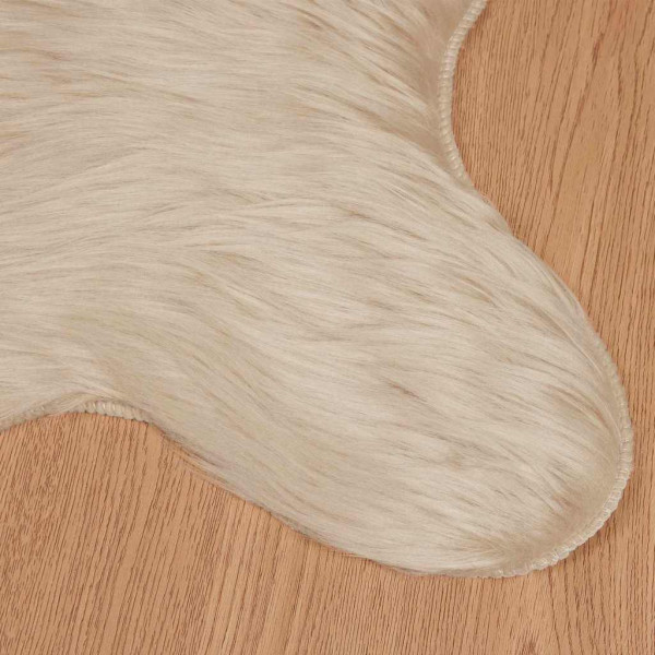 Alfombra de Piel de Oveja Falsa Beige 60 x 90 cm Poliéster M 5