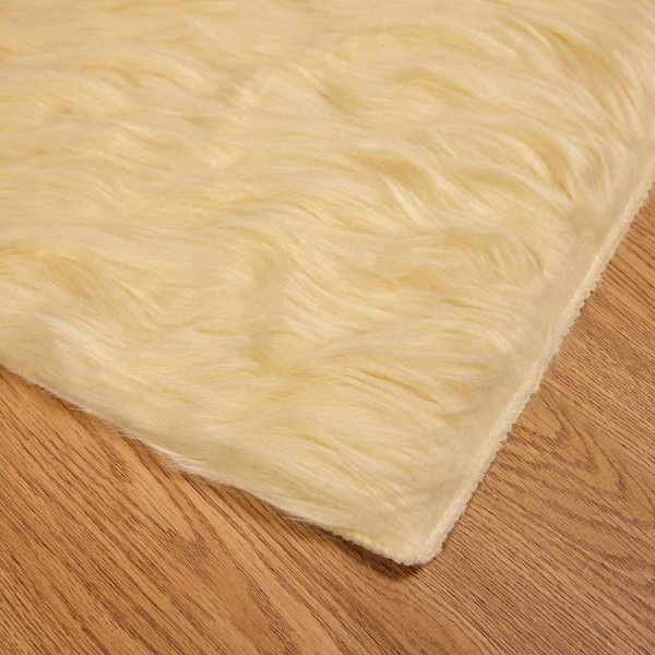 Alfombra de Piel de Oveja Falsa Crema 60 x 110 cm Poliéster M 4