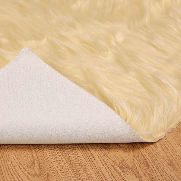 Alfombra de Piel de Oveja Falsa Crema 60 x 110 cm Poliéster M 5