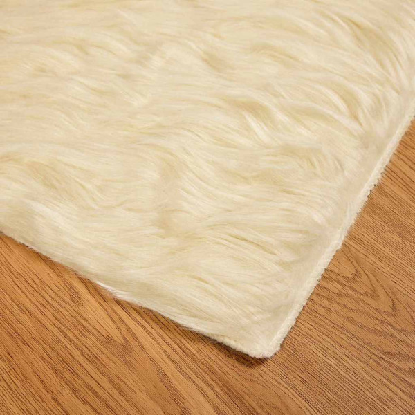 Alfombra de Piel de Oveja Falsa Crema 150 x 80 cm Poliéster M 5