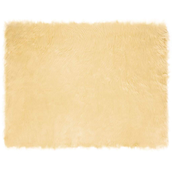 Alfombra de Piel de Oveja Falsa Crema 240 x 340 cm Poliéster D
