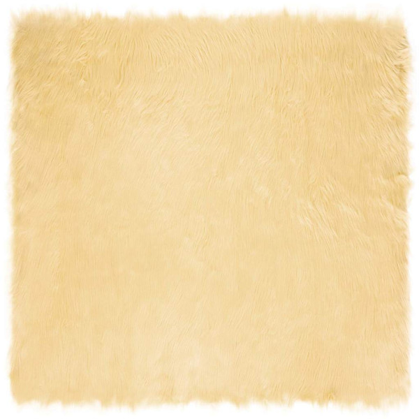 Alfombra de Piel de Oveja Falsa Crema 120 x 120 cm Poliéster D