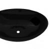 Lavabo de cerámica con agujero para grifo/desagüe negro ovalado 4