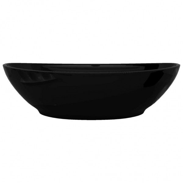 Lavabo de cerámica con agujero para grifo/desagüe negro ovalado M 5