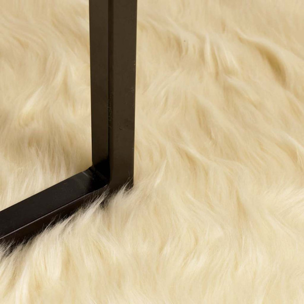 Alfombra de Piel de Oveja Falsa Crema 160 x 160 cm Poliéster M 4