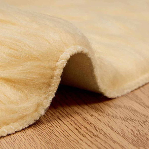 Alfombra de Piel de Oveja Falsa Crema 160 x 160 cm Poliéster M 5