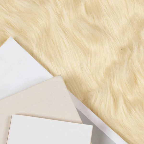 Alfombra de Piel de Oveja Falsa Crema 200 x 200 cm Poliéster M 2