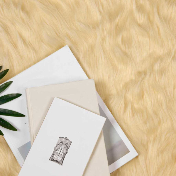 Alfombra de Piel de Oveja Falsa Crema 50 x 80 cm Poliéster M 2