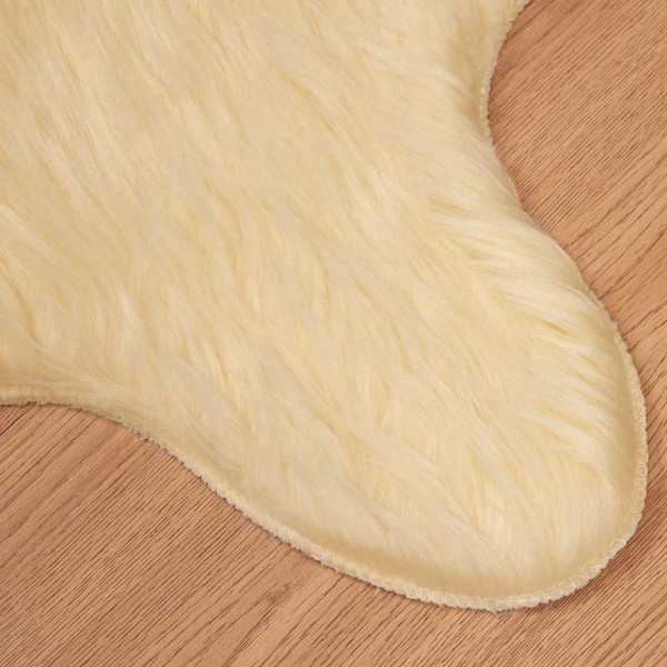 Alfombra de Piel de Oveja Falsa Crema 80 x 120 cm Poliéster M 4