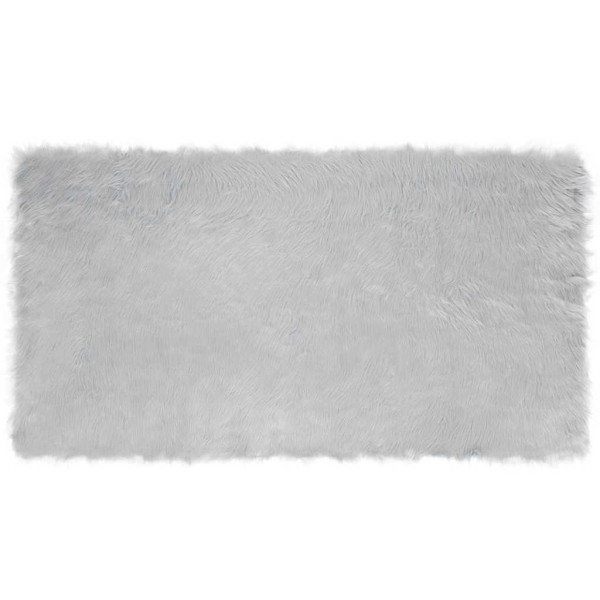 Alfombra de Piel de Oveja Falsa Gris 60 x 110 cm Poliéster D