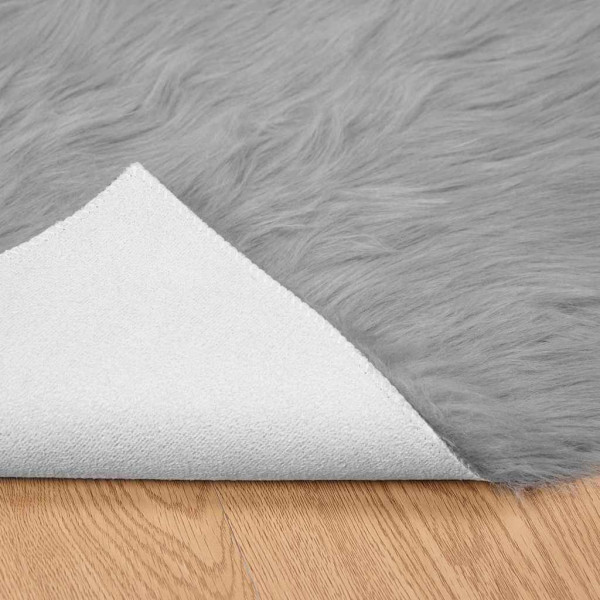 Alfombra de Piel de Oveja Falsa Gris 80 x 200 cm Poliéster M 4