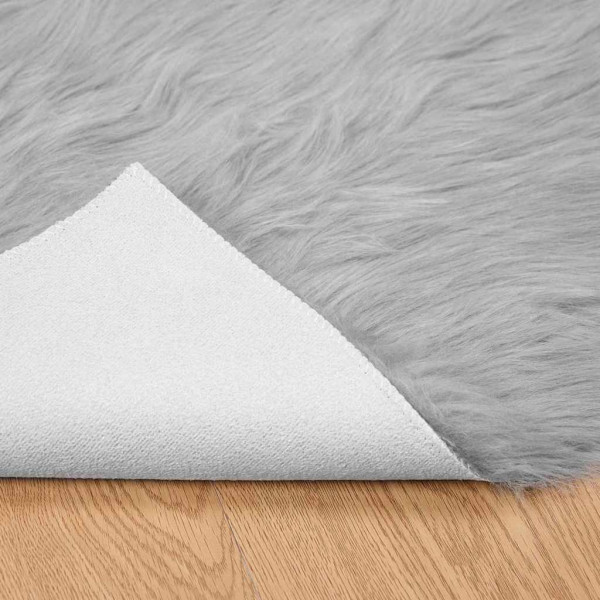 Alfombra de Piel de Oveja Falsa Gris 80 x 200 cm Poliéster M 5