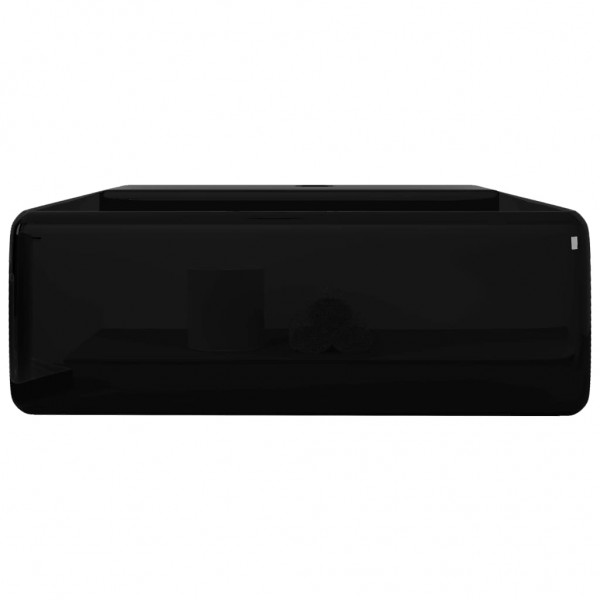 Lavabo de cerámica con agujero para grifo/desagüe negro cuadrado M 5