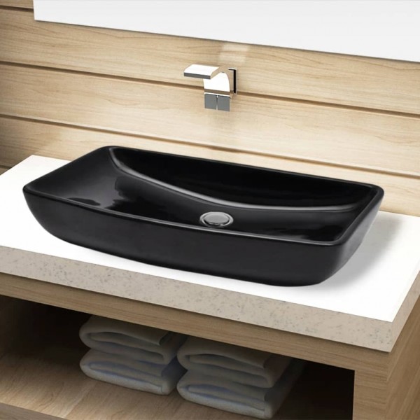 Lavabo de cerámica negro rectangular D