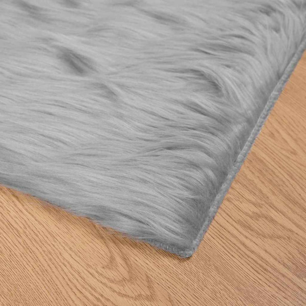 Alfombra de Piel de Oveja Falsa Gris 160 x 230 cm Poliéster M 5