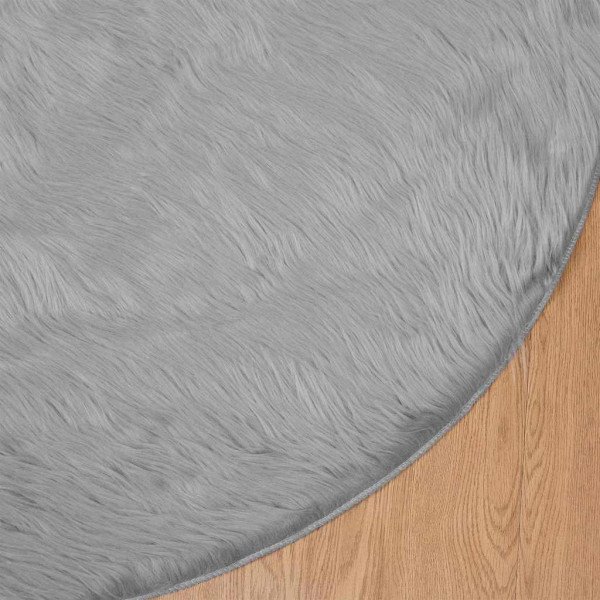 Alfombra de Piel de Oveja Falsa Gris 100 x 100 cm Poliéster M 5