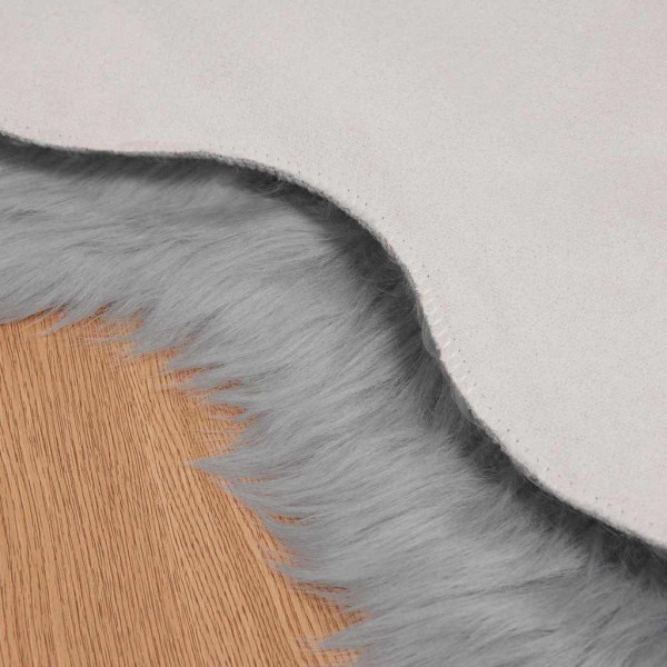 Alfombra de Piel de Oveja Falsa Gris 50 x 80 cm Poliéster M 4