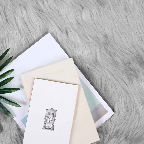 Alfombra de Piel de Oveja Falsa Gris 60 x 90 cm Poliéster M 2