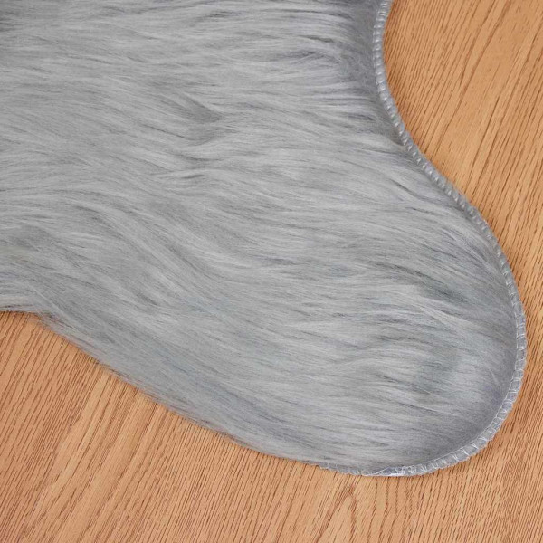 Alfombra de Piel de Oveja Falsa Gris 80 x 118 cm Poliéster M 5