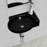 Lavabo redondo de cerámica con orificio de grifo/desagüe negro 1