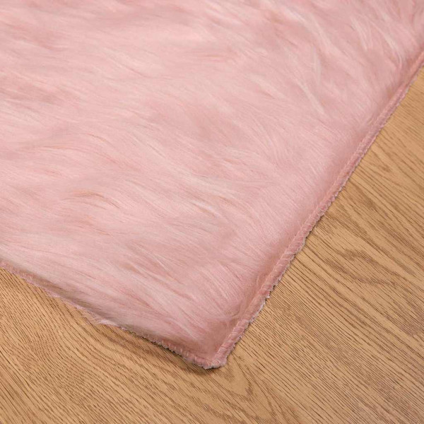 Alfombra de Piel de Oveja Falsa Rosa 240 x 240 cm Poliéster M 5