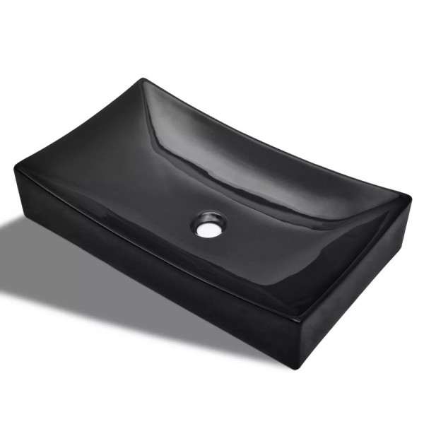 Lavabo de cerámica rectangular color negro M 2