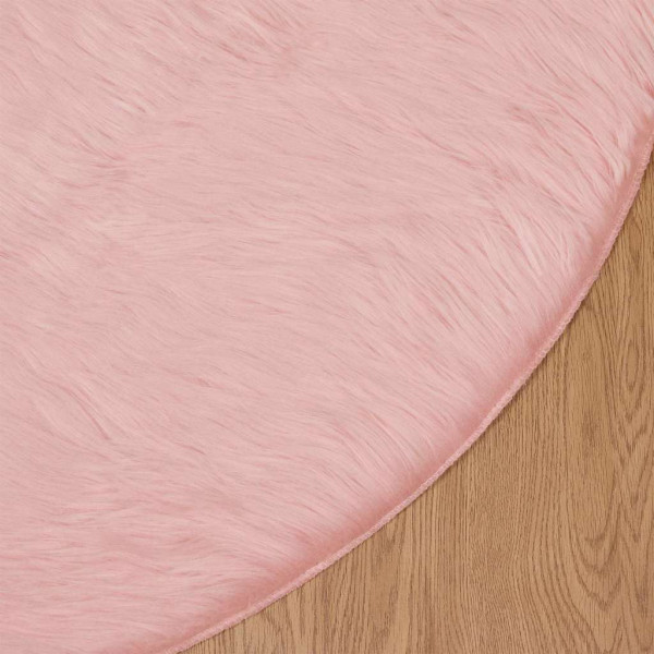 Alfombra de Piel de Oveja Falsa Rosa 120 x 120 cm Poliéster M 4