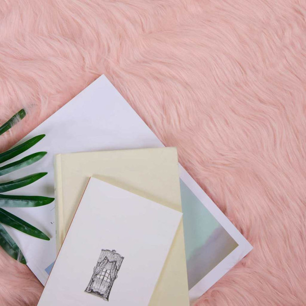 Alfombra de Piel de Oveja Falsa Rosa 60 x 90 cm Poliéster M 2