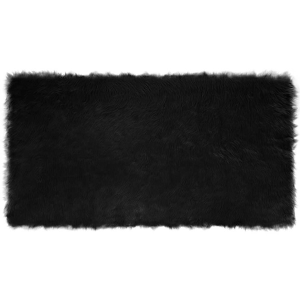 Alfombra de Piel de Oveja Falsa Negro 80 x 150 cm Poliéster D