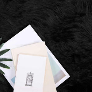 Alfombra de Piel de Oveja Falsa Negro 80 x 150 cm Poliéster H