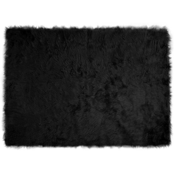 Alfombra de Piel de Oveja Falsa Negro 120 x 170 cm Poliéster D